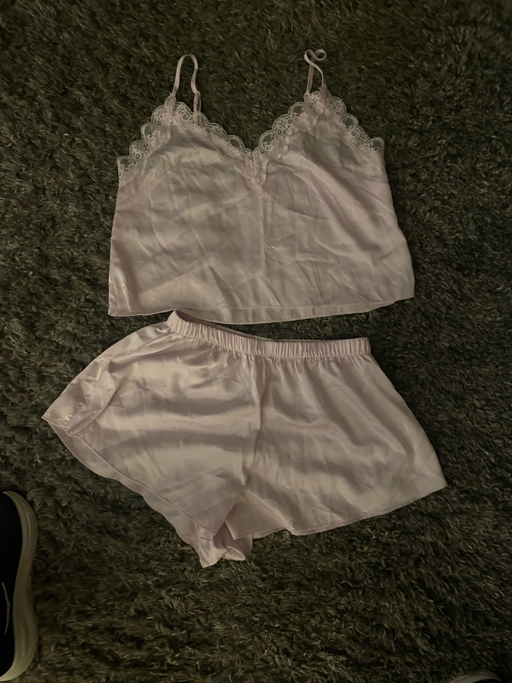Silky Lace-Trim Cami & Shorts Sleep Set - Light Pink
